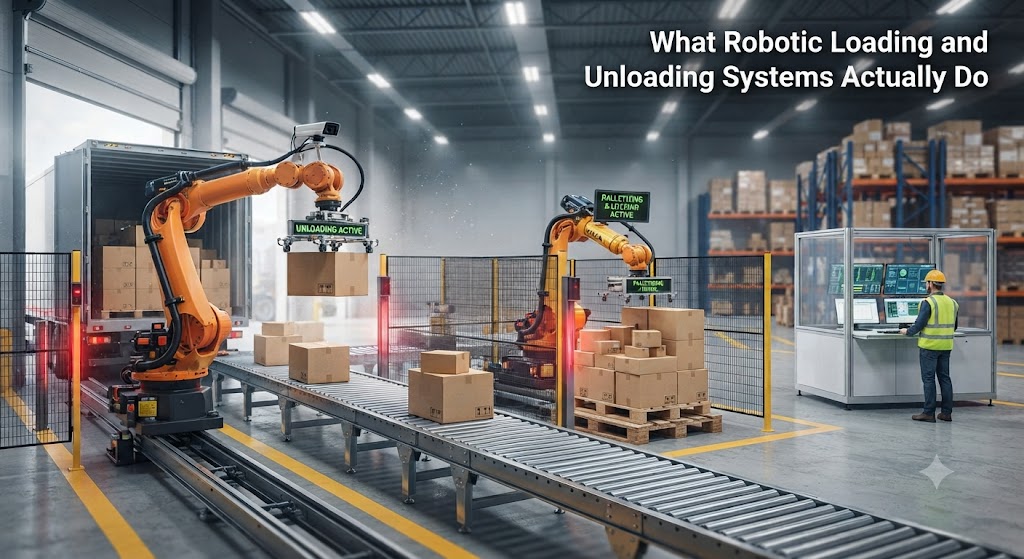 Robotic Loading & Unloading: What Manufacturers Need to Know What Robotic Loading and Unloading Systems Actually Do